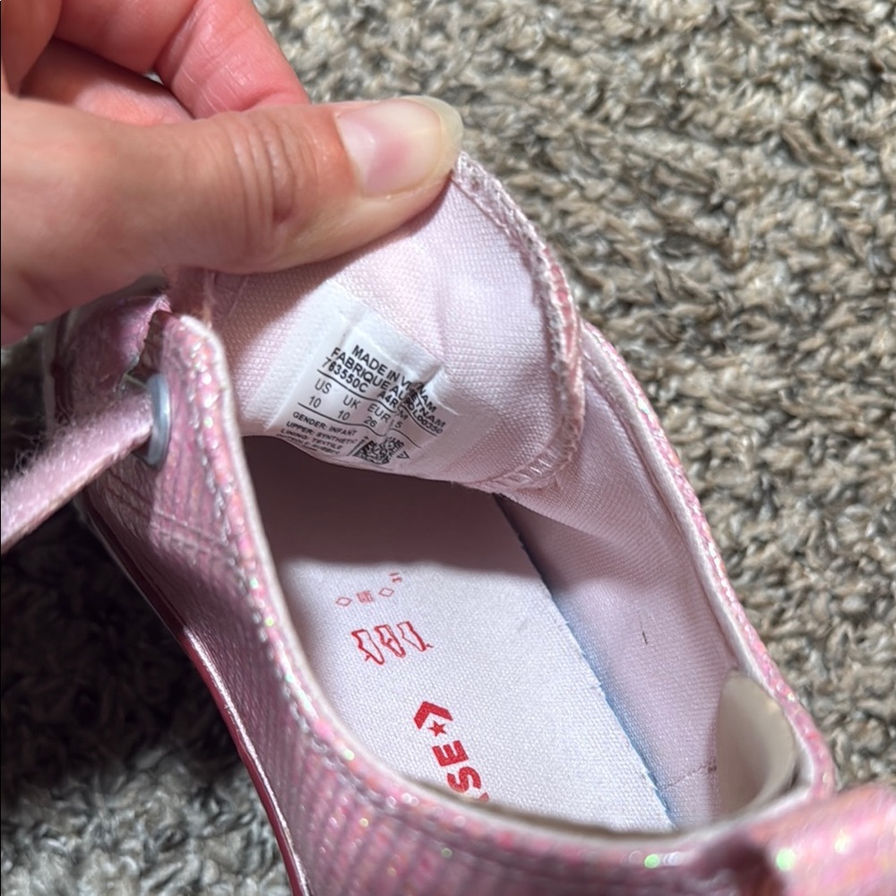 Converse All Star Pink Glitter Velcro Sneakers - Picture 2 of 5
